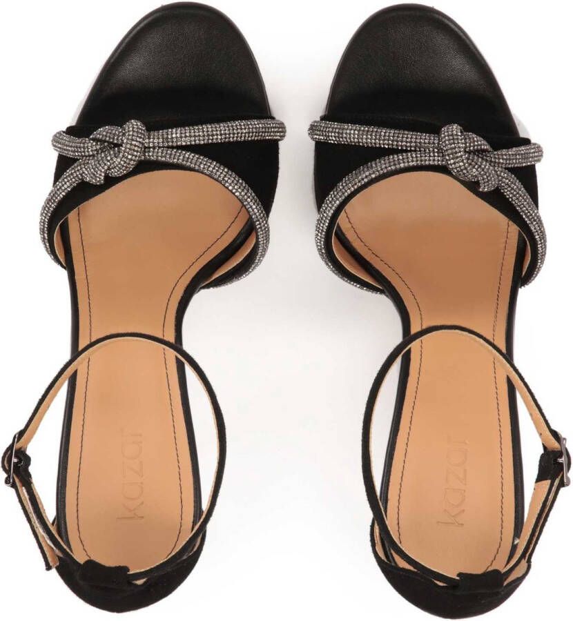 Kazar Zwarte suède sandalen met glanzende bandjes Black Dames