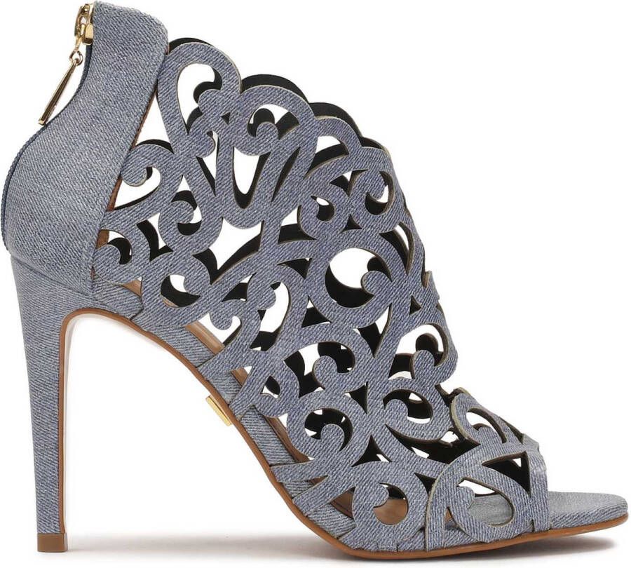 Kazar Blauwe peep toe laarzen met opvallende cut-out bovenkant Blue Dames