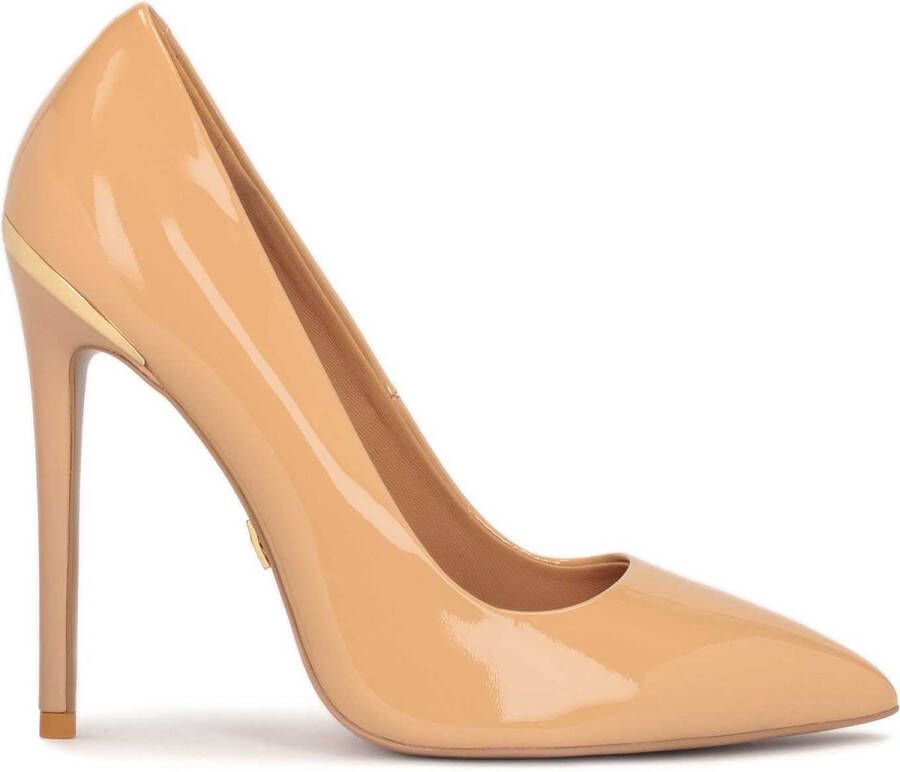 Kazar Bruine gelakte pumps met een metalen inzetstuk Beige Dames