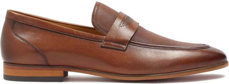 Kazar Brown loafers decorated with leather embossing