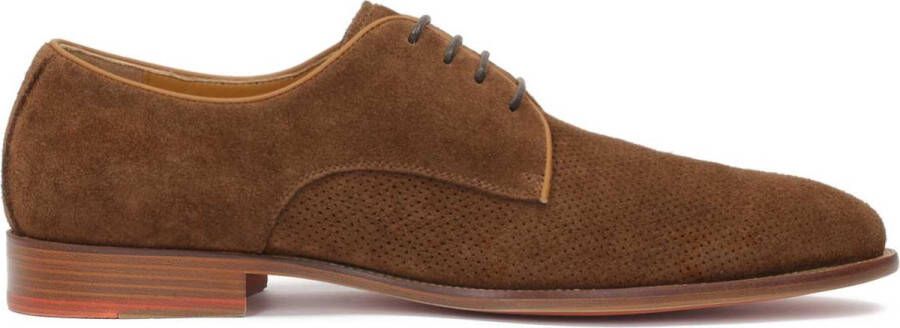 Kazar Brown suede half shoes decorated with perforations