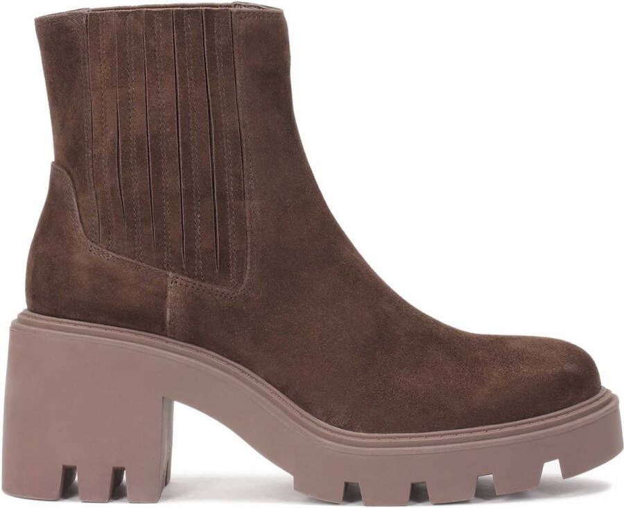 Kazar Brown suede leather block boots