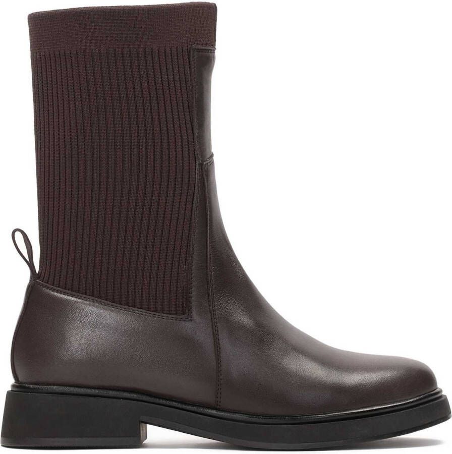 Kazar Zwarte Leren Platte Enkellaarsjes Elastisch Black Dames