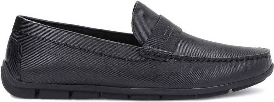 Kazar Mocassins noirs chic pour hommes avec motif en relief