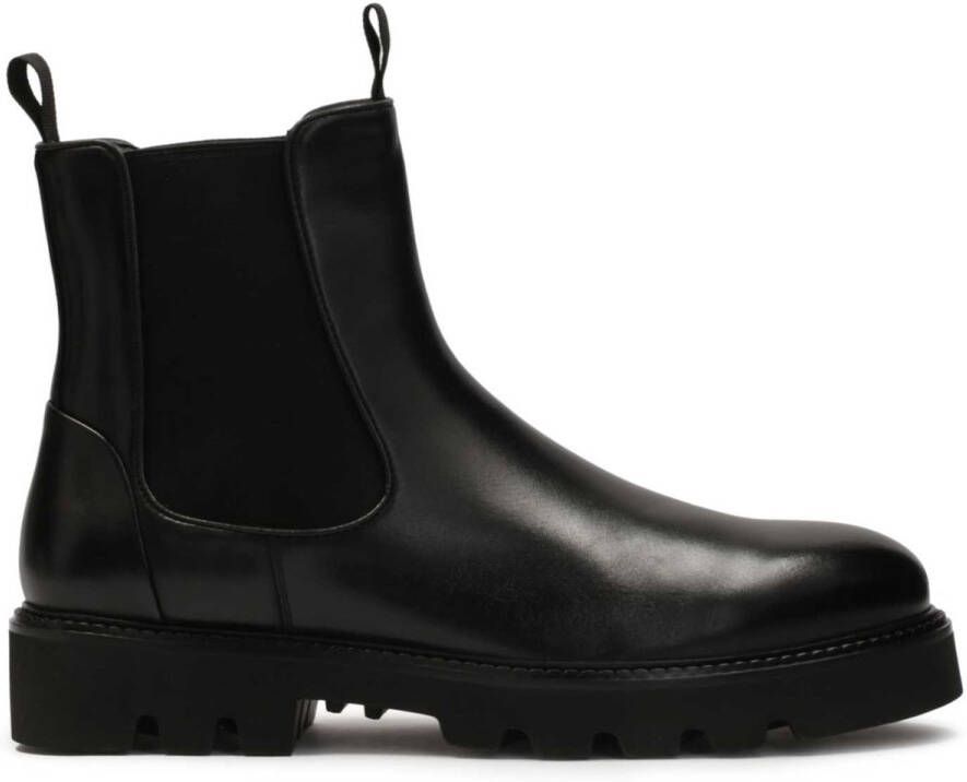 Kazar Klassieke zwarte herenslippers op een klavertjezool