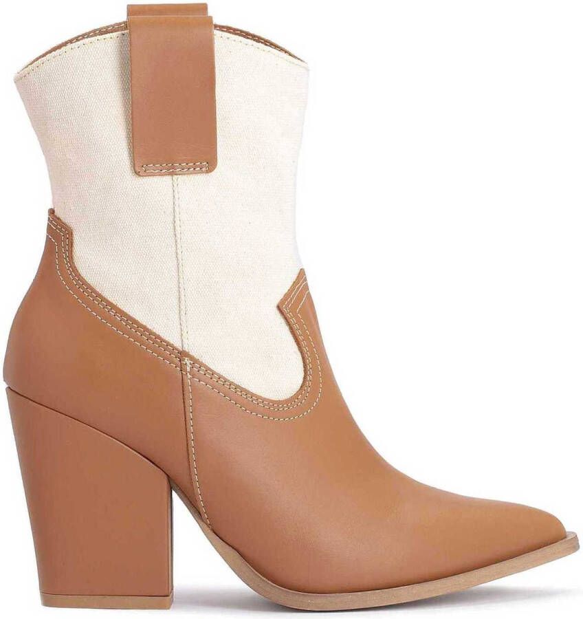 Kazar Comfortabele cowboylaarzen in een mix van materialen Beige Dames