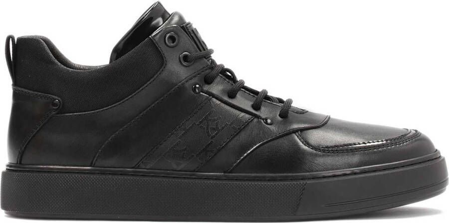 Kazar Zwarte Leren Sneakers Urban Stijl Black Heren