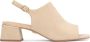 Kazar Dames beige klassieke comfortabele hak sandalen - Thumbnail 1