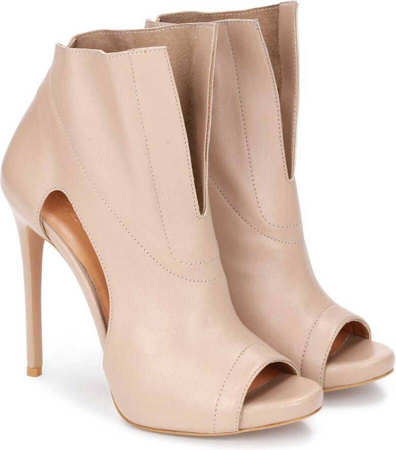 Kazar Dames beige peep toe laarzen