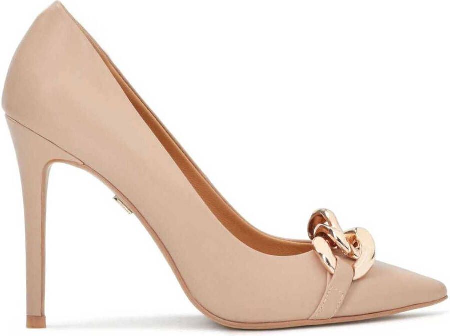 Kazar Escarpins en cuir beige pour dames avec liens en or