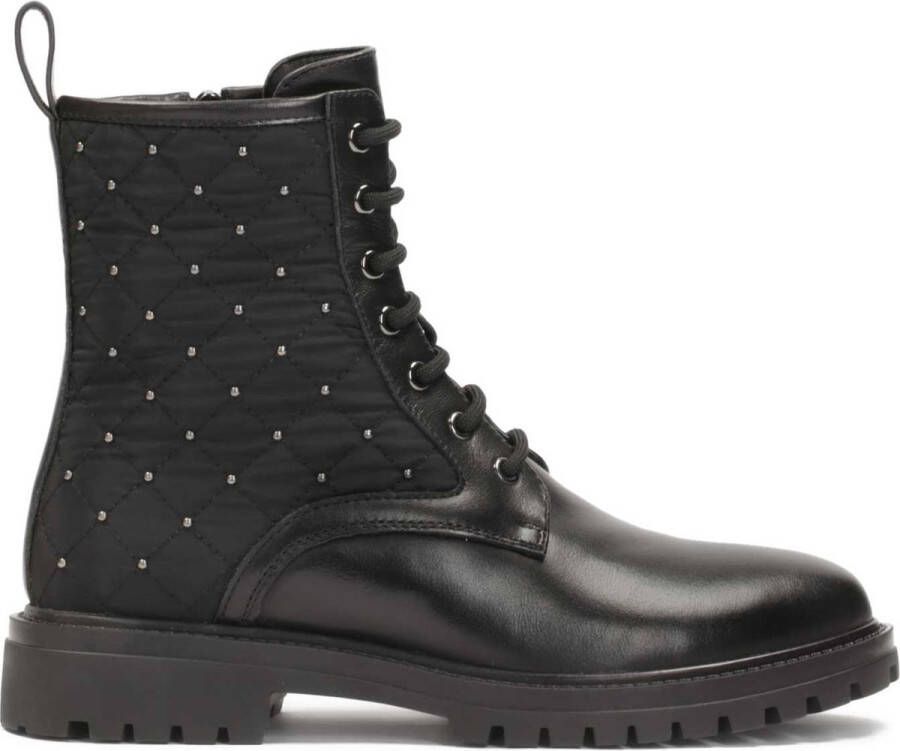 Kazar Versierd met gerivetteerde stof en leren laarzen Black Dames