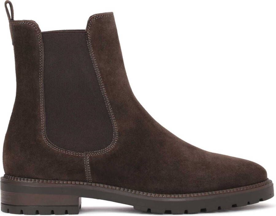 Kazar Donkerbruine casual chelsea boots voor dames gemaakt van zacht suède