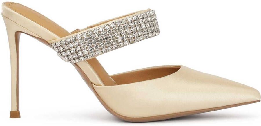 Kazar Elegante trouwmuiltjes met volle neus en juweelversiering Beige Dames