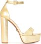 Kazar Zwarte leren platform sandalen met blokhak Black Dames - Thumbnail 1