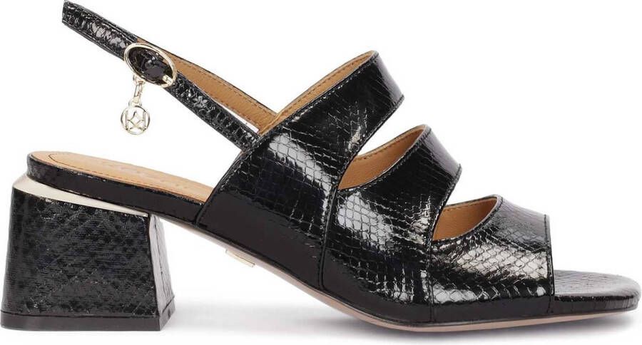 Kazar Embossed leather sandals set on a block heel