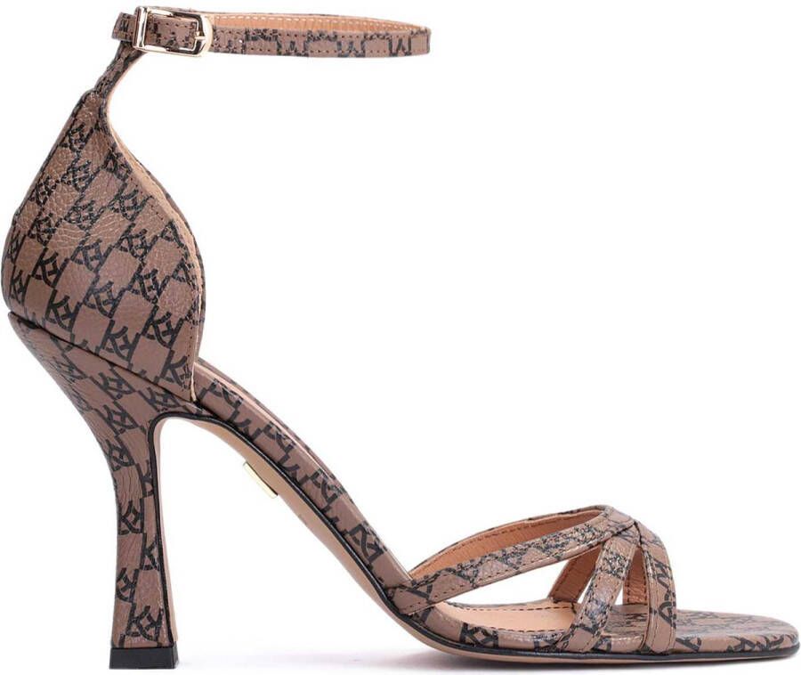 Kazar Exceptional sandals on a stiletto with a covered heel in monograms