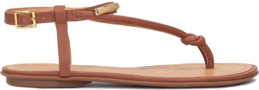 Kazar Platte bruin lederen flip-flops stijl sandalen Brown Dames