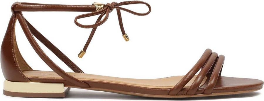 Kazar Platte bruine sandalen vastgebonden met een teenring Brown Dames