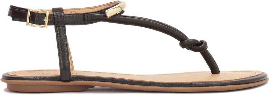 Kazar Platte flip-flop sandalen met metalen versiering Black Dames
