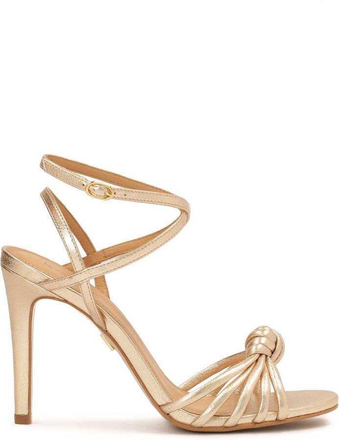 Kazar Gouden hoge stiletto sandalen met dunne bandjes en knopen Yellow Dames