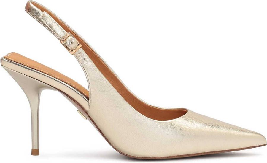 Kazar Gold leather pumps with a square back