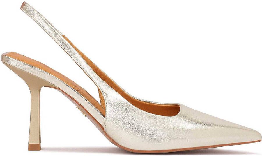 Kazar Golden slingback pumps with square heel