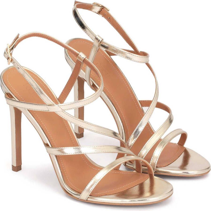 Kazar Gouden sandalen voor dames op een slanke stiletto