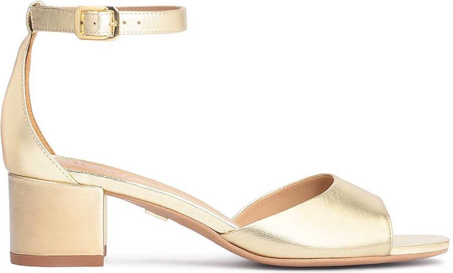Kazar Gouden leren damessandalen op een lage hak - Schoenen.nl