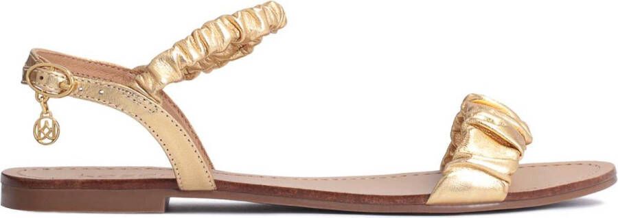 Kazar Gouden leren sandalen met platte zool