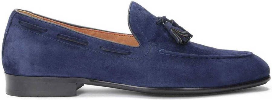 Kazar Heren slip on marineblauwe loafers met kwastjes