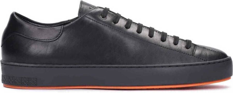Kazar Heren sneakers met vetersluiting in zwart nerfleer