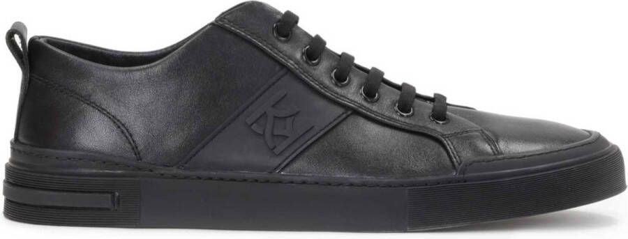 Kazar Heren sneakers van zwart leer in minimalistische stijl