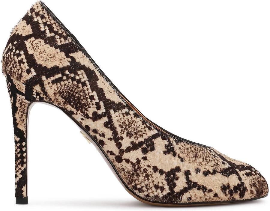 Kazar Beige and brown pumps with natural hair finish