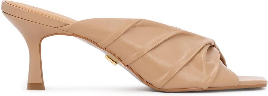 Kazar Beige leather mules with an eye-catching crease