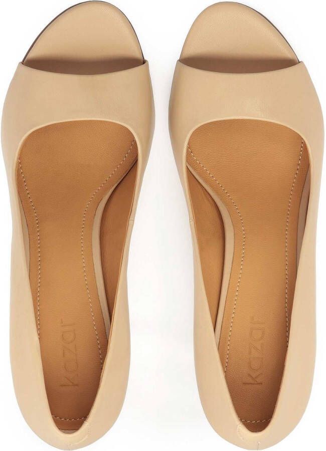 Kazar Beige leren peep toe hoge hakken pumps.Dit product valt klein uit. - Foto 2