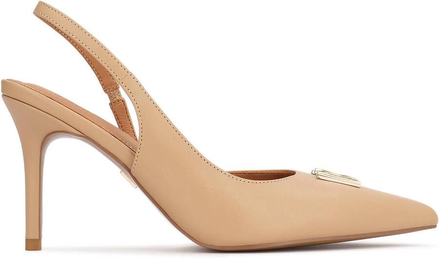 Kazar Beige slingback pumps with two-tone monogram