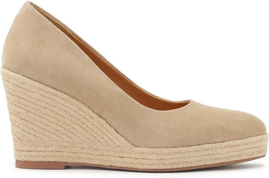 Kazar Beige suede pumps on a platform heel