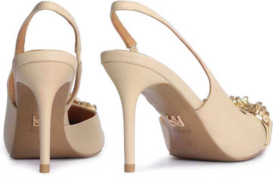 Kazar Escarpins de couleur chair avec un talon non couvert et une grande chaîne en métal - Foto 4