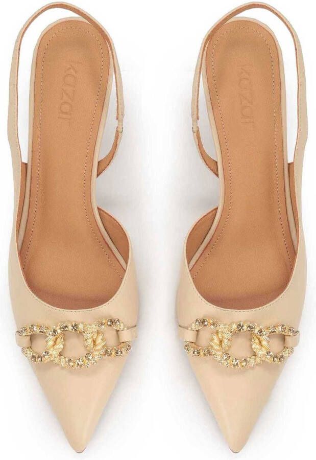 Kazar Escarpins de couleur chair avec un talon non couvert et une grande chaîne en métal - Foto 3