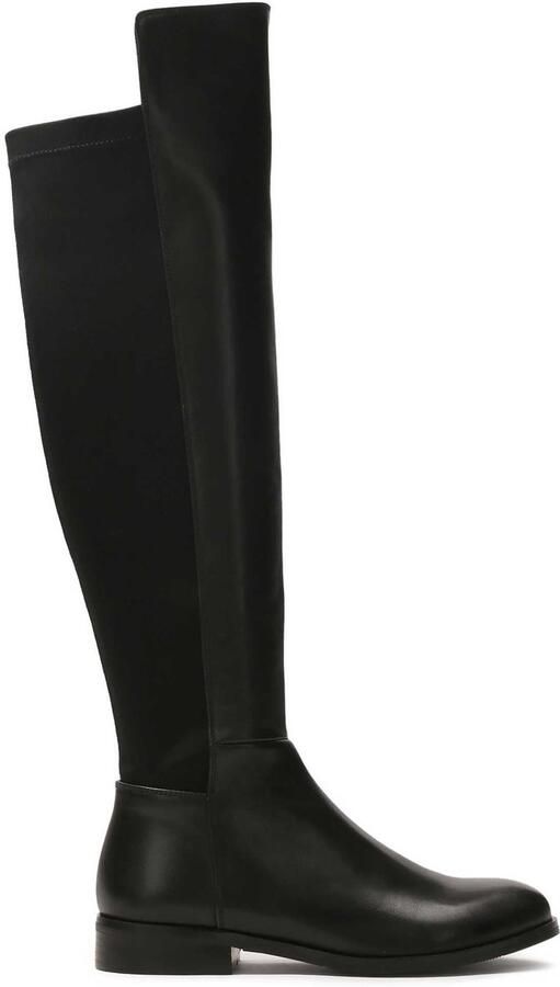 Kazar Black flat boots in leather and fabric