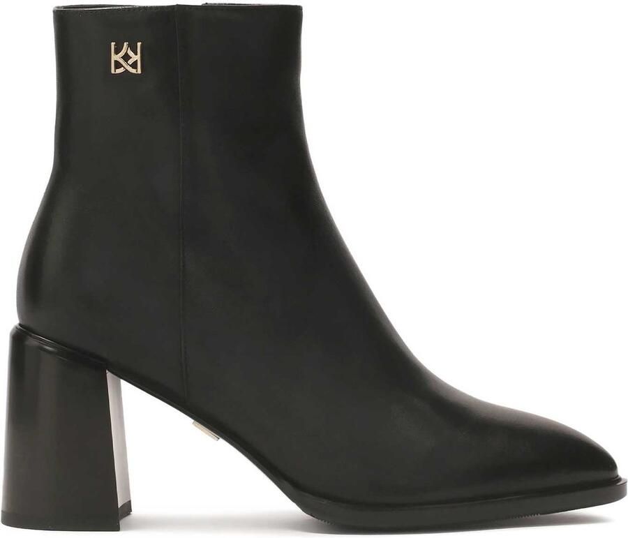 Kazar Black leather boots with a wide heel