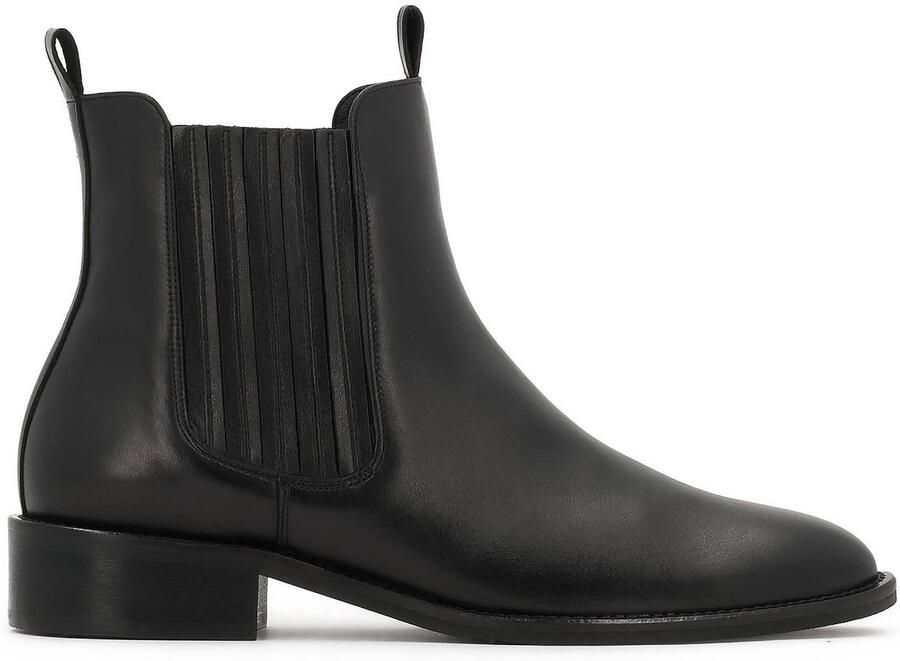 Kazar Black leather boots with elastic inserts and loops