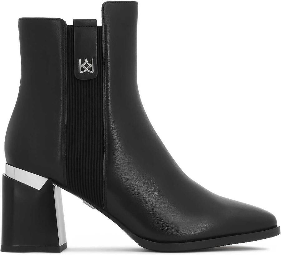 Kazar Zwarte leren stiletto laarzen met metallic details