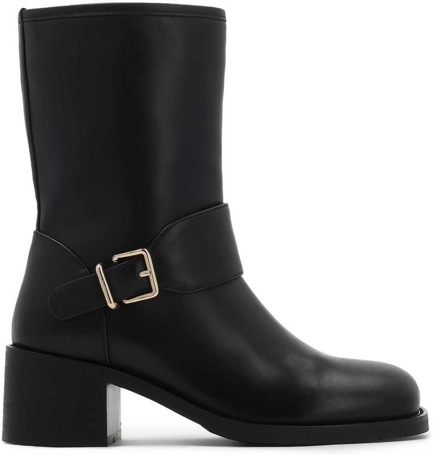 Kazar Black leather boots with square toe