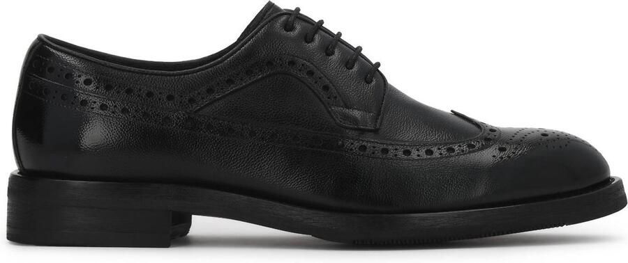 Kazar Black leather derby shoes with openwork embellishment Brogues