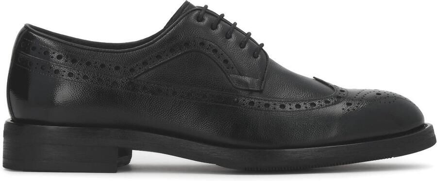 Kazar Black leather derby shoes with openwork embellishment Brogues