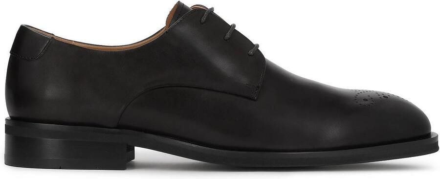 Kazar Black leather derby with openwork brogue embellishment
