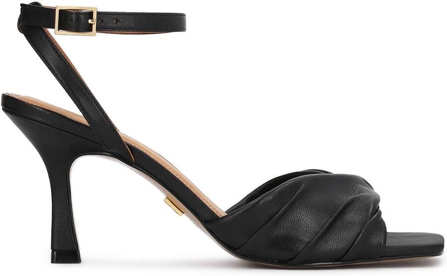 Kazar Black leather stiletto sandals with turned-up belts