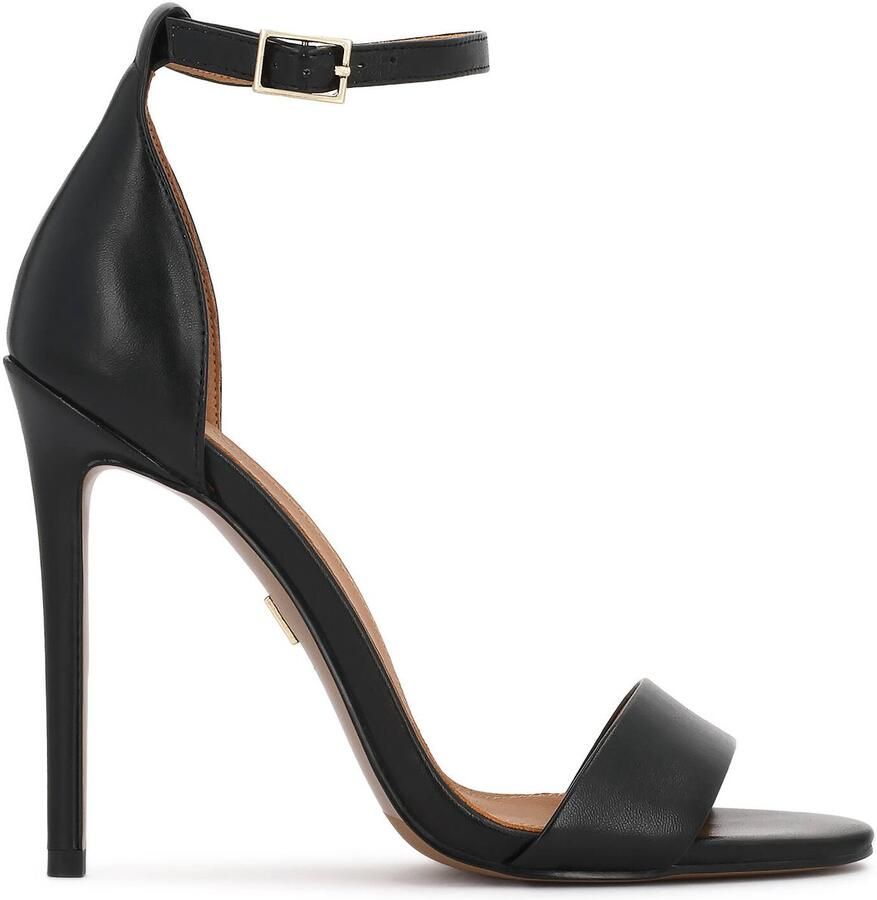 Kazar Black natural leather sandals on a high stiletto heel