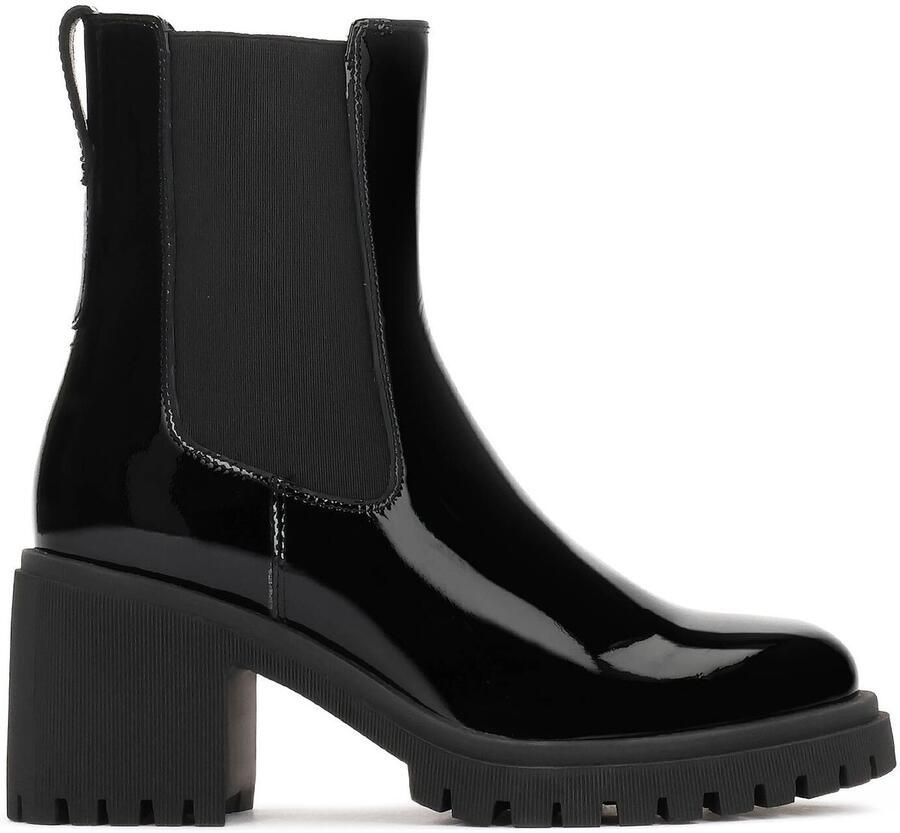 Kazar Black patent leather boots with crease effect